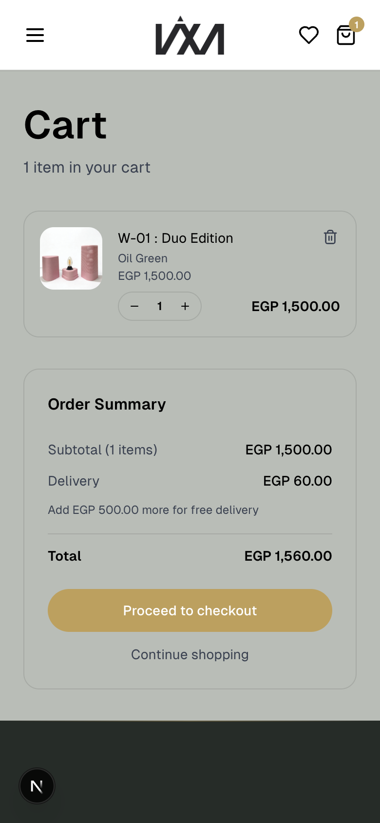 WIMX cart and order summary